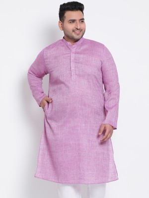 Hangup Men Solid Straight Kurta(Purple)