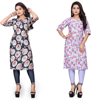 PAFASHION Women Printed Straight Kurta(Multicolor)