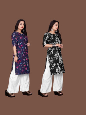 Vimalnath Synthetics Women Floral Print Kurta(Black)