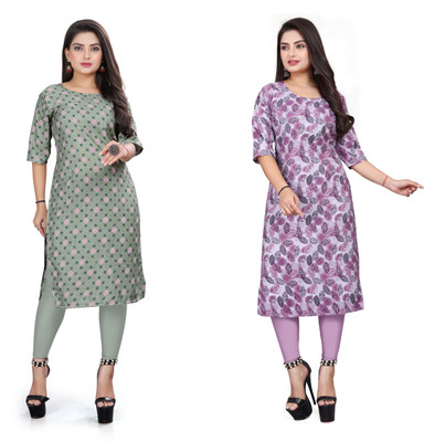 SANJUGARMENT Women Printed Straight Kurta(Multicolor)
