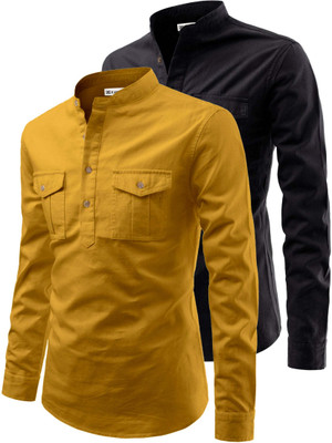 RAREMARK Men Solid Straight Kurta(Yellow)