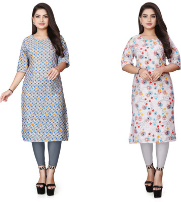 RIDDHI COLLECTION MALL Women Printed Straight Kurta(Multicolor)