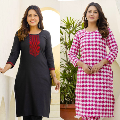 Auzanoor Collection Women Self Design Straight Kurta(Multicolor)