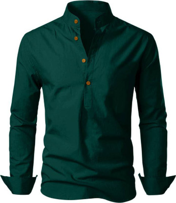 LIMRO Men Solid Straight Kurta(Green)