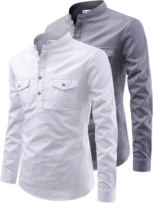 RAREMARK Men Solid Straight Kurta(Grey)