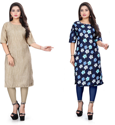 deshmi fashion Women Printed Straight Kurta(Multicolor)
