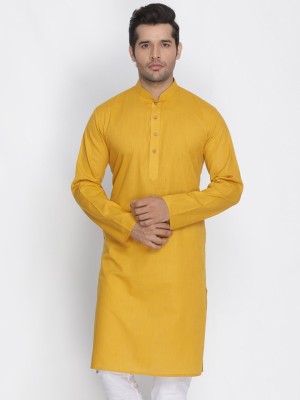 VASTRAMAY Men Solid Straight Kurta(Yellow)