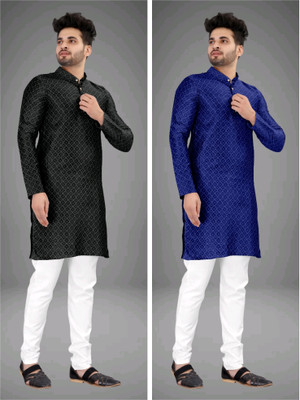 TRUST OUS Men Self Design Straight Kurta(Multicolor)