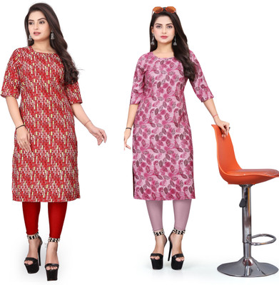 HARISH TEXTILE Women Printed Straight Kurta(Multicolor)