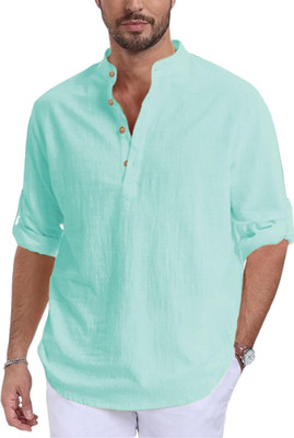 Navkanj Men Solid A-line Kurta(Silver)