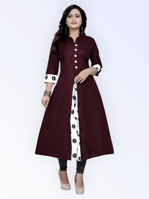 Texpa Creation Women Printed A-line Kurta(Maroon)