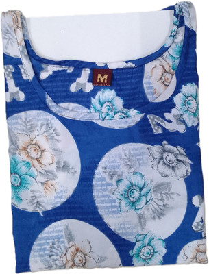 KNG TEXTILE Women Printed A-line Kurta(Blue)