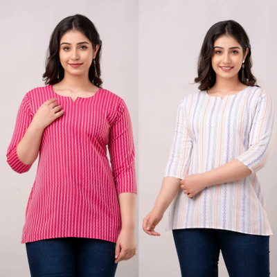 Women Self Design Kurta(Multicolor)