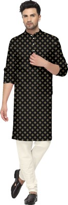 KSH Trendz Men Printed Straight Kurta(Black)