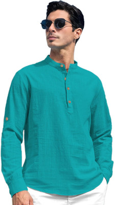 DaReal Men Solid A-line Kurta(Brown)
