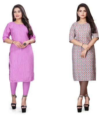 KNG TEXTILE Women Printed Straight Kurta(Multicolor)