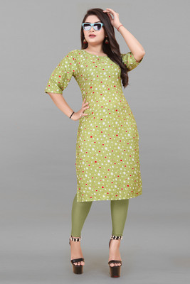 Sonali Impex Women Printed A-line Kurta(Green, Red)