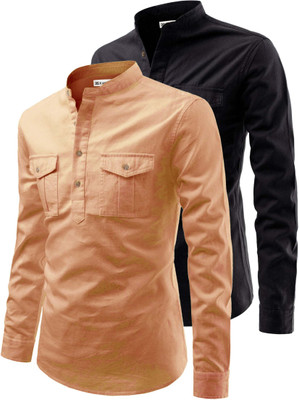 RAREMARK Men Solid Straight Kurta(Orange)