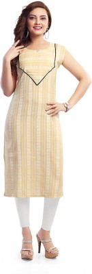 Mom&bae Women Striped Straight Kurta(Beige)