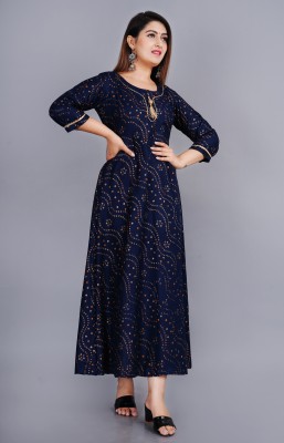 NUPITAL Women Printed Anarkali Kurta(Blue)