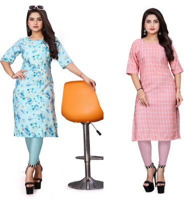 KNG TEXTILE Women Printed Straight Kurta(Multicolor)