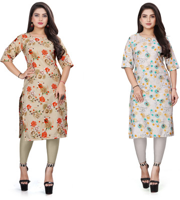 WOMENSILKFABRIC Women Floral Print A-line Kurta(Multicolor)