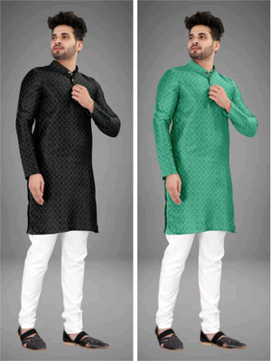 TRUST OUS Men Self Design Straight Kurta(Multicolor)