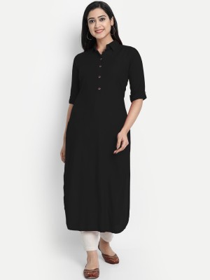 AMAR CREATION Women Solid Straight Kurta(Black)