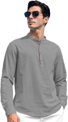 Navkanj Men Self Design Straight Kurta(Grey)