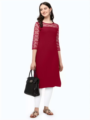 HEMANG FASHION Women Solid Straight Kurta(Maroon)