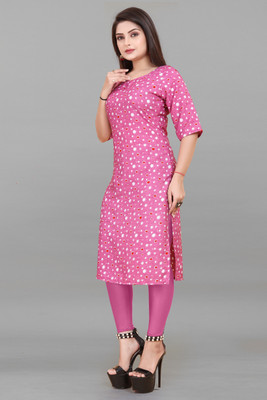 WOMENSILKFABRIC Women Printed A-line Kurta(Pink)
