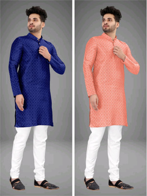 click n buy Men Checkered Straight Kurta(Multicolor)