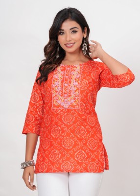 Muskan Collection Women Embroidered Straight Kurta(Orange)