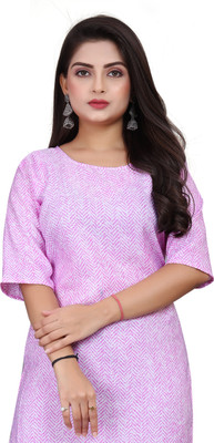 Alpha Fashion Women Printed A-line Kurta(Pink)