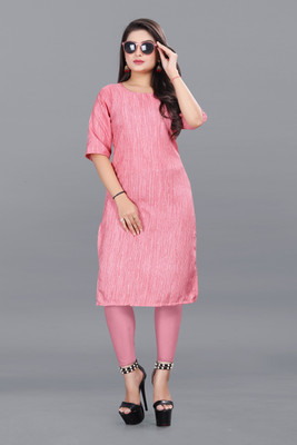 DB COLLECTION Women Printed Straight Kurta(Pink)