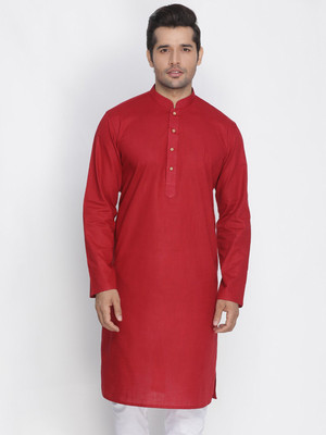 VASTRAMAY Men Solid Straight Kurta(Red)