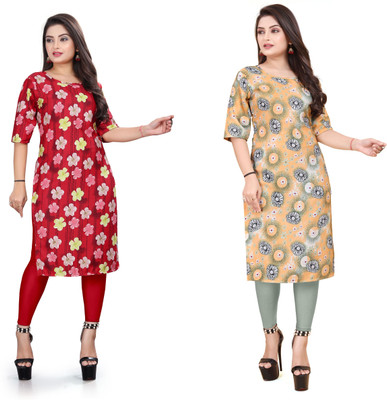 DB COLLECTION Women Printed Straight Kurta(Multicolor)