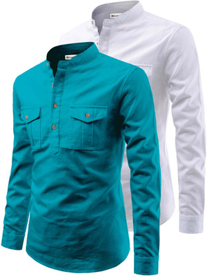 RAREMARK Men Solid Straight Kurta(Dark Green)