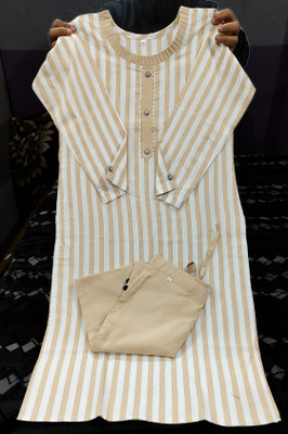 REHMAT TEXTILE Striped Kurta, Trouser/Pant & Dupatta Set
