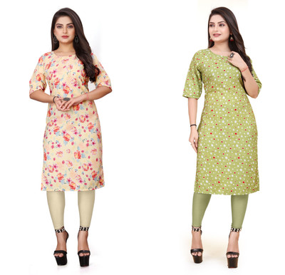 HARISH TEXTILE Women Printed Straight Kurta(Multicolor)