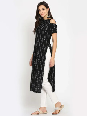 VASTRAM Women Printed A-line Kurta(Black)