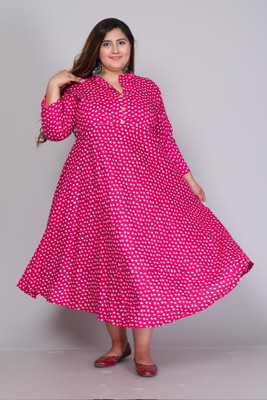 ShopGlobal Women Floral Print Anarkali Kurta(Pink)