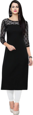 HEMANG FASHION Women Solid Straight Kurta(Black)