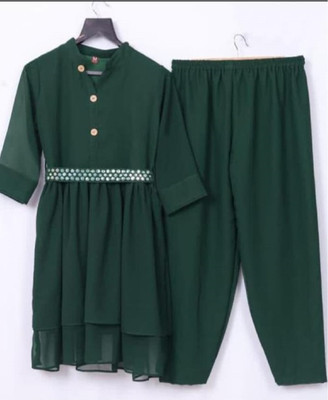 K D F Women A-line Dark Green Above Knee/Mid Thigh Length Dress