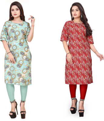 HARISH TEXTILE Women Printed Straight Kurta(Multicolor)