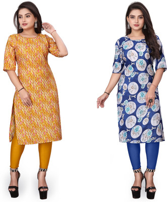 Vishwa Collection Mall Women Printed Straight Kurta(Multicolor)