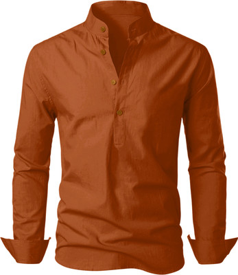 LIMRO Men Solid Straight Kurta(Brown)