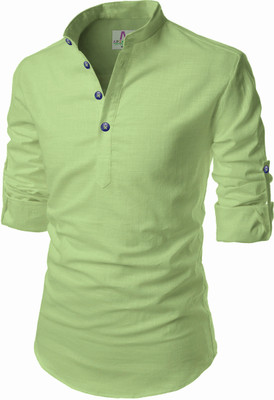 Apektra Men Solid A-line Kurta(Light Green)