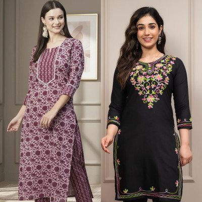 Andheriyas Textiles Women Printed Straight Kurta(Multicolor)