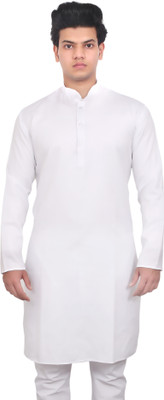 SHROBH Men Solid Straight Kurta(White)